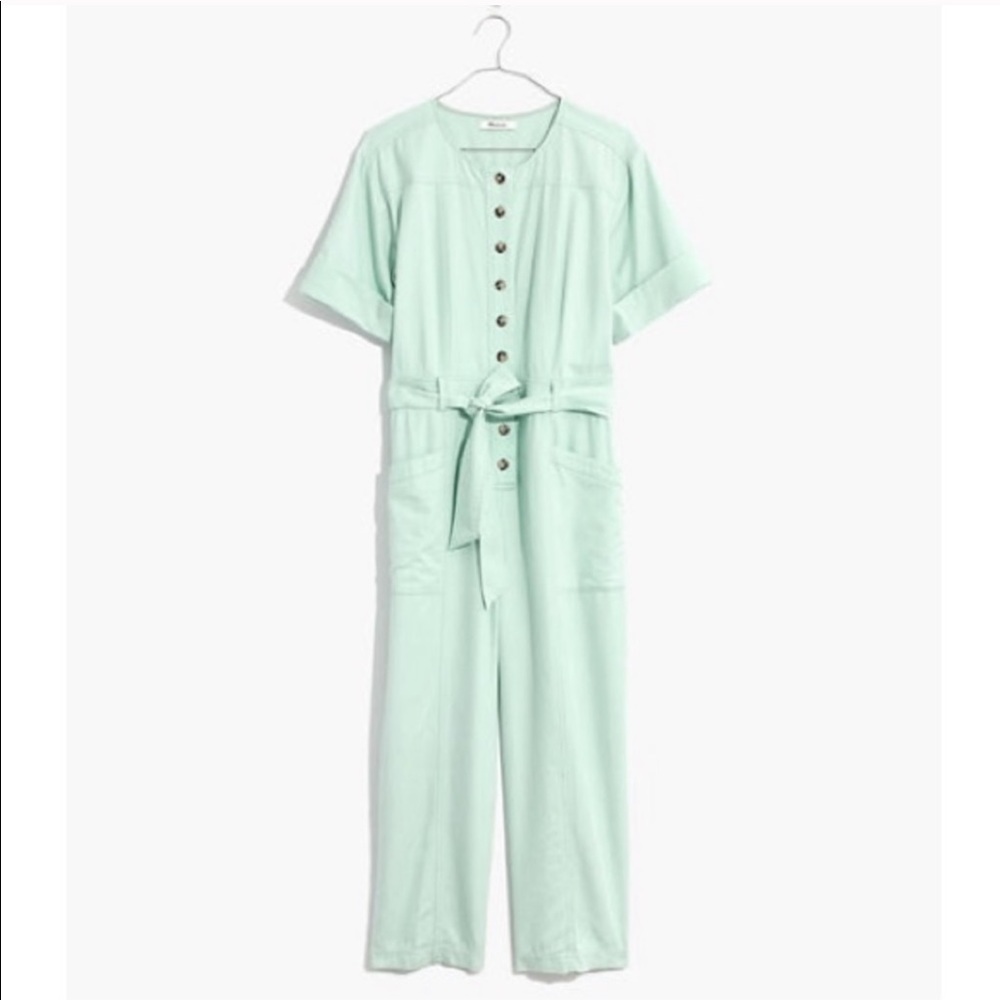 Madewell Women's Topstitched Coverall Jumpsuit Size 8 Style L3295 Sea Haze